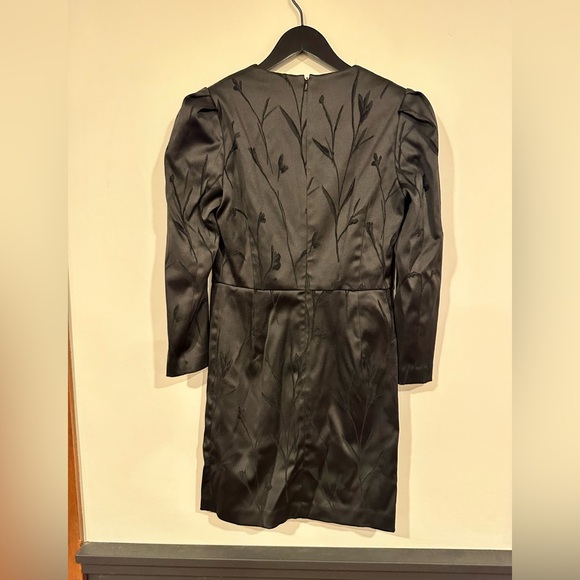 Veronica Beard Black Floral Long Sleeve Mini Dress - Picture 3 of 4